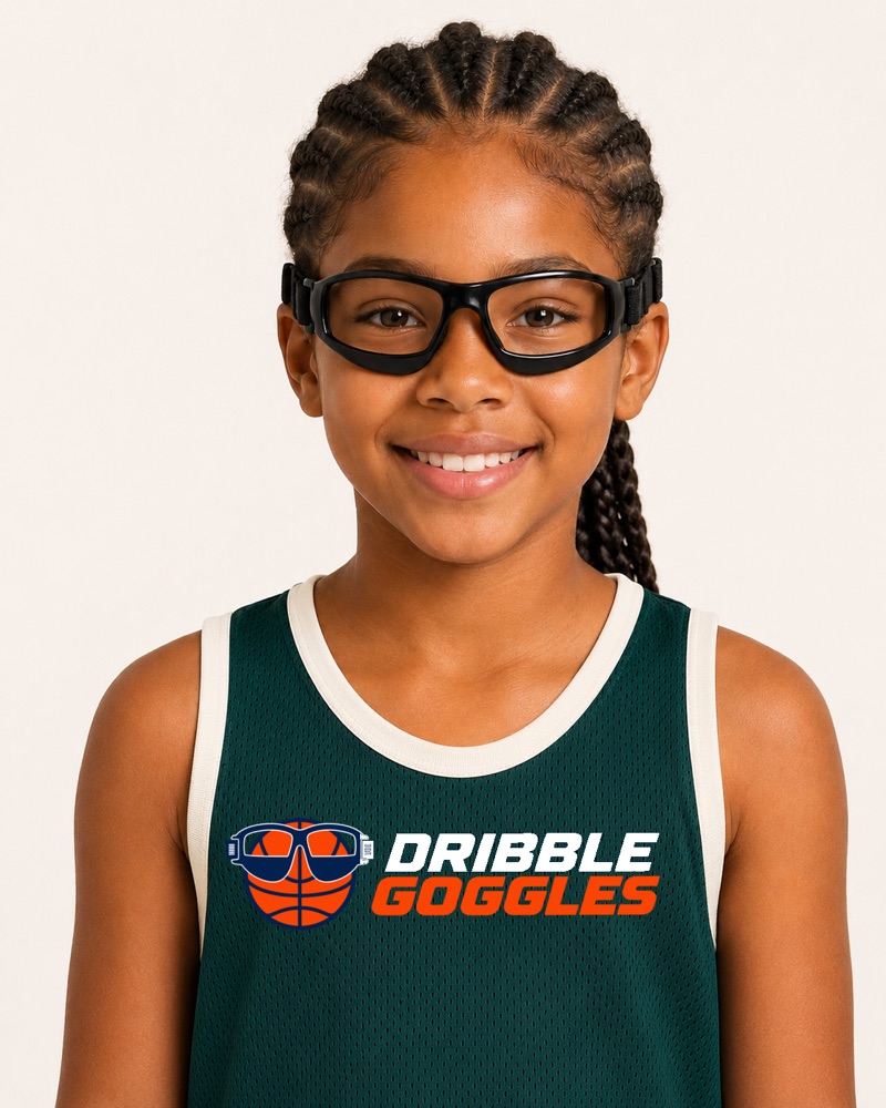 Young basketball player wearing black Dribble Goggles